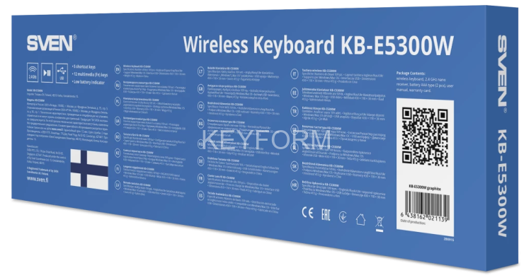 Беспроводная клавиатура SVEN KB-E5300W графит (109 кл.+12Fn) Sven SV-021139