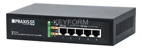 Коммутатор сетевой неуправляемый 4-портовый Fast Ethernet с РоЕ Praxis PPS-104