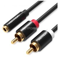 Кабель Vention аудио Jack 3,5 mm F/2RCA M - 2м Чёрный Vention VAB-R01-S200