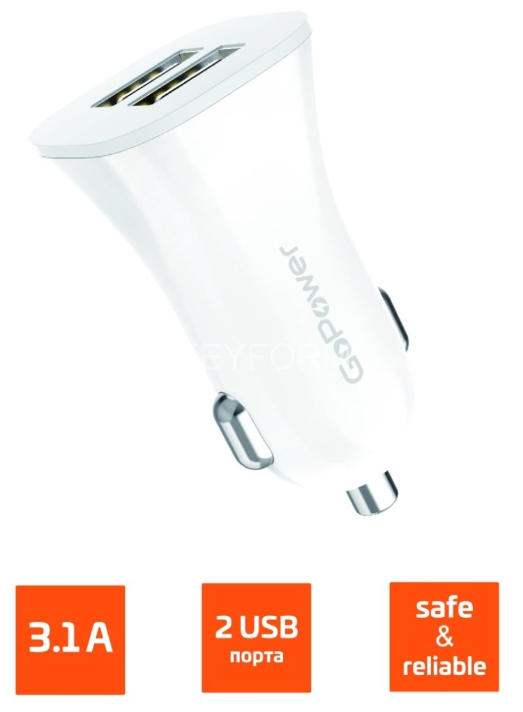 Автомобильное З/У GoPower GPC06-2U 2USB белый GoPower GPC06-2U 2USB