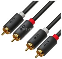 GCR Кабель 7.5m аудио 2 х RCA / 2 х RCA , GOLD, черный, GCR-53117 Greenconnect GCR-53117, 7.5 м
