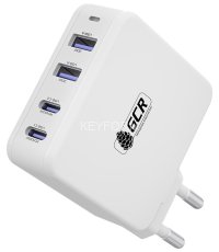 GCR Сетевое зарядное устройство 100W, 2 USB + 2 TypeC, GaN Tech Quick Charger, PD 3.0, белый Greenconnect GCR-54225