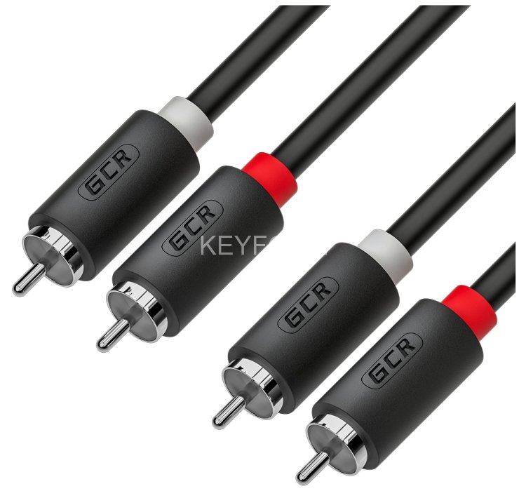 GCR Кабель 0.5m аудио 2 х RCA / 2 х RCA , черный, GCR-54122 Greenconnect GCR-54122