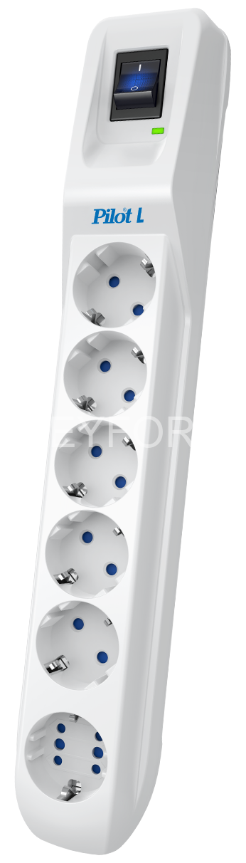 Сетевой фильтр Pilot L GP 6 розеток (5 евро + 1GP) 10 м ZIS Pilot L-6 GP 10M