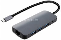Кабель-адаптер USB3.1 Type-CM--&gt;HDMI 4K*60Hz +3USB3.1(10Гбс)+RJ45+TF+SD+PD VCOM &lt;CU4641&gt; VCOM CU4641