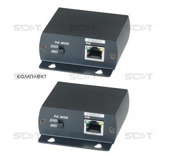 Удлинитель Ethernet с PoE SC&T IP01P