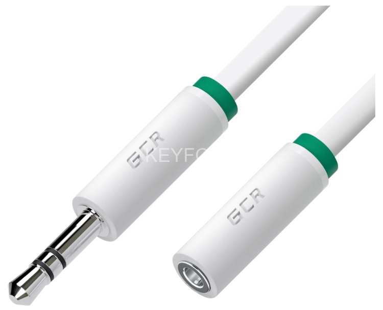 GCR Удлинитель аудио 15.0m jack 3,5mm/jack 3,5mm белый, зеленая окантовка, ультрагибкий, M/F, Premium, экран, стерео, GCR-53991 Greenconnect GCR-53991, 15 м