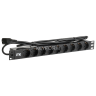 PDU 9 розеток DIN49440 (нем. cтанд.) 1U, шнур 2м вилка IEC 320 C14, алюминиевый профиль, черный ITK PH22-9D2