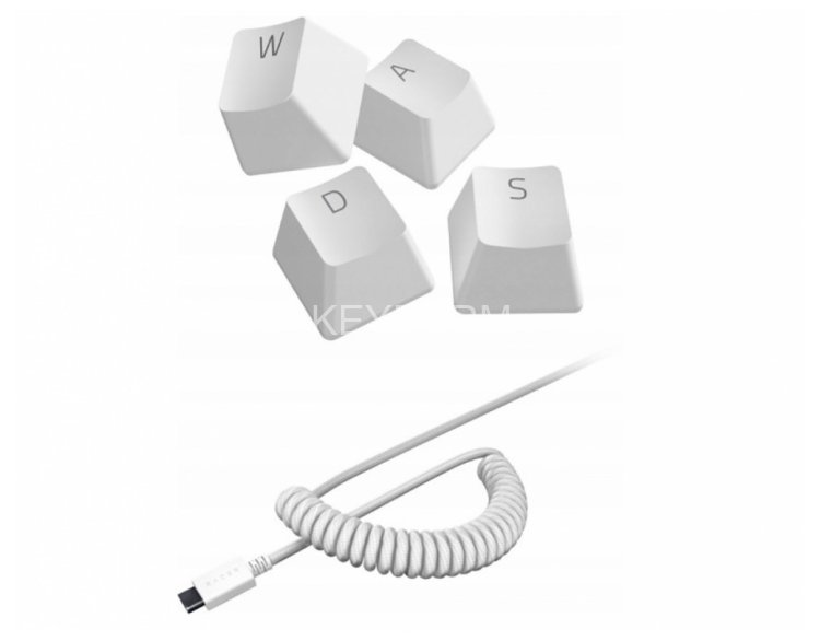 Колпачки и кабель клавиатуры Razer PBT Keycap + Coiled Cable Upgrade Set, Mercury White (US/UK) Razer RC21-01490900-R3M1