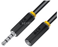 GCR Удлинитель для гарнитуры 7.5m jack 3,5mm/jack 3,5mm черный, желтая окантовка, 28AWG, M/F, GCR-54003 Greenconnect GCR-54004
