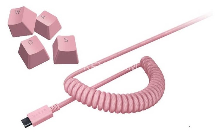 Колпачки и кабель клавиатуры Razer PBT Keycap + Coiled Cable Upgrade Set, Quartz Pink (US/UK) Razer RC21-01491000-R3M1