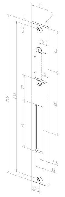Планка, плоская, длинная Eff-Eff HZ(691 35) (-------69135-01) лицевая панель 250х25 мм