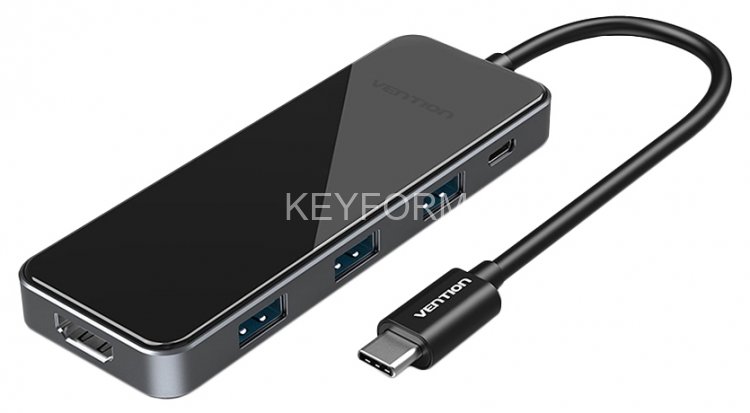 Мультифункциональный хаб Vention USB-C > HDMI v2.0/3xUSB 3.0 OTG/PD Vention THPBB