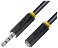 GCR Удлинитель для гарнитуры 10.0m jack 3,5mm/jack 3,5mm черный, желтая окантовка, 28AWG, M/F, GCR-54003 Greenconnect GCR-54003, 10 м