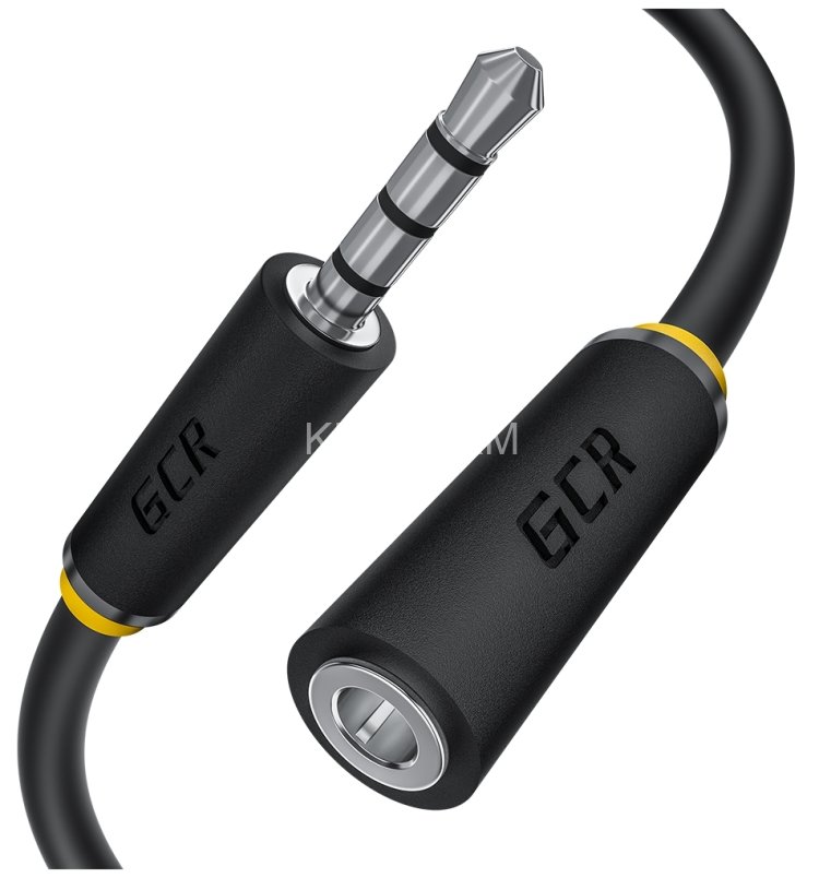 GCR Удлинитель для гарнитуры 10.0m jack 3,5mm/jack 3,5mm черный, желтая окантовка, 28AWG, M/F, GCR-54003 Greenconnect GCR-54003, 10 м