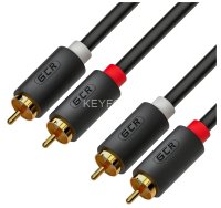 GCR Кабель 1.0m аудио 2 х RCA / 2 х RCA, GOLD, черный Greenconnect GCR-53108