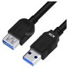 GCR Удлинитель 3.0m USB 3.0, AM/AF, черный, GCR-52702 Удлинитель Greenconnect 3 м (GCR-52702)