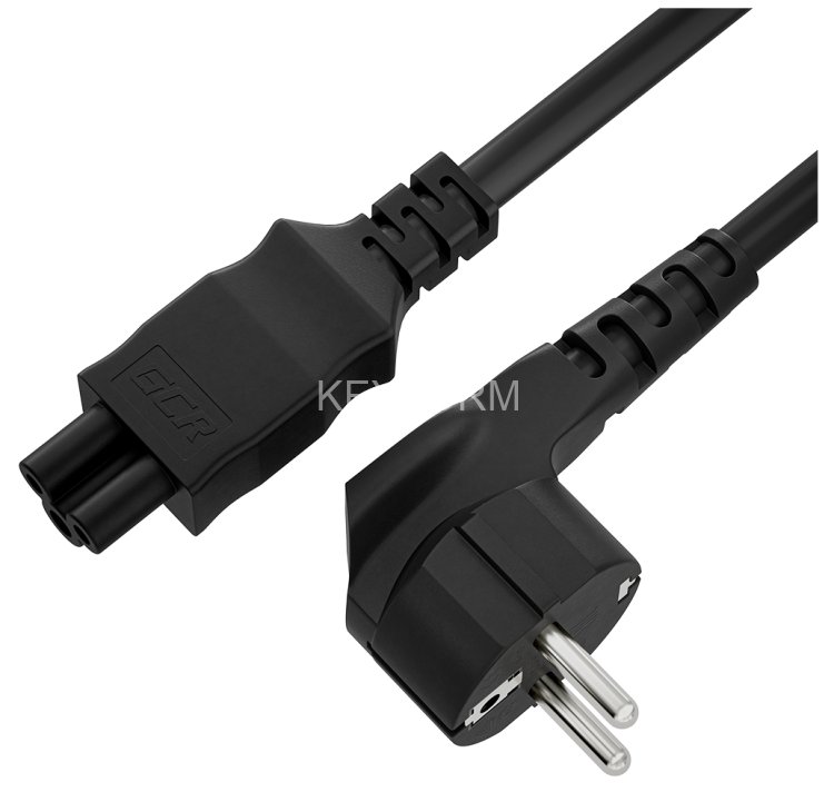 GCR Кабель питания для ноутбука 0.5m, Евровилка угловая - С5, черный, 3*0,75mm, GCR-54398 Greenconnect GCR-54398