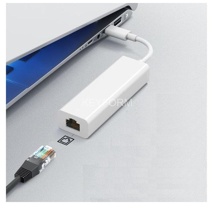 Адаптер GoPower Type-C (m)-RJ-45 (f) 100 мб/с белый (1/100) GoPower 00-00029633