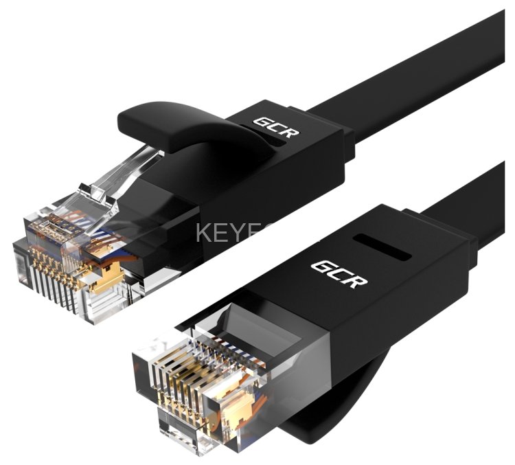 Greenconnect Патч-корд PROF плоский прямой 2.0m, UTP медь кат.6, черный, позолоченные контакты, 30 AWG, GCR-LNC616-2.0m, ethernet high speed 10 Гбит/с, RJ45, T568B Greenconnect RJ45(m) - RJ45(m) Cat. 6 U/UTP PVC 2м чёрный