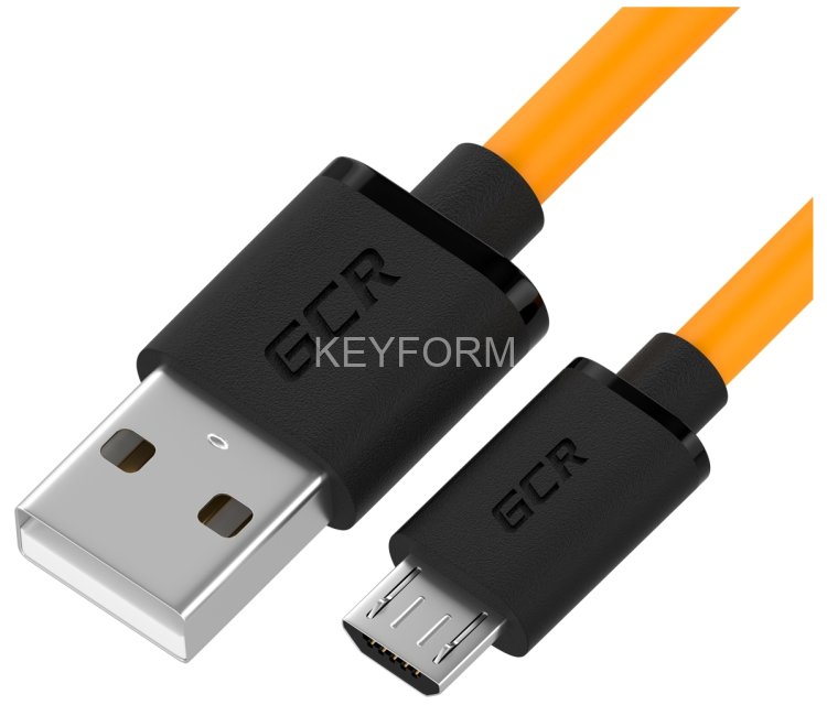GCR QC Кабель 0.3m MicroUSB, быстрая зарядка, оранжевый TPE, черные коннекторы, 28/22 AWG, GCR-53280 Кабель Greenconnect 0.3 м (GCR-53280)