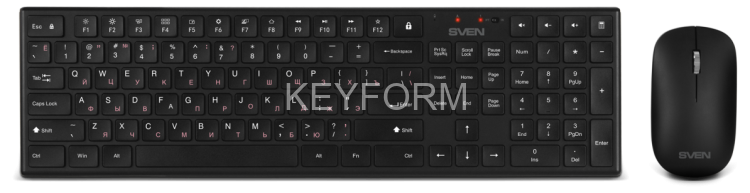 Беспроводной набор ножничная клавиатура+мышь SVEN KB-C2550W чёрный (109 кл.,12Fn, 1000DPI, 2+1 кл.) Sven SV-021672