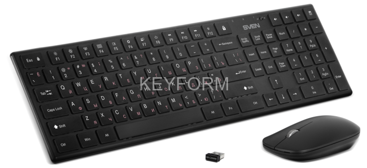 Беспроводной набор ножничная клавиатура+мышь SVEN KB-C2550W чёрный (109 кл.,12Fn, 1000DPI, 2+1 кл.) Sven SV-021672