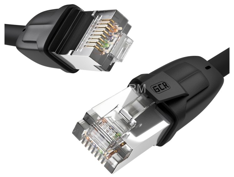 GCR Патч-корд PROF кат.8 ethernet 1.0m F/FTP, RJ45, CU, 26 AWG, литой, прямой, черный, экранированные коннекторы, GCR-52345 Greenconnect RJ45(m) - RJ45(m) Cat. 8 F/FTP LSZH 1м
