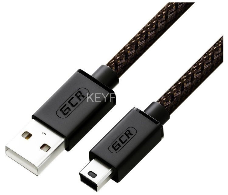 GCR Кабель PROF 1.5m USB 2.0, AM/mini 5P, черно-прозрачный, ферритовое кольцо, 28/24 AWG, экран, армированный, морозостойкий, GCR-51200 GreenConnect GCR-51200