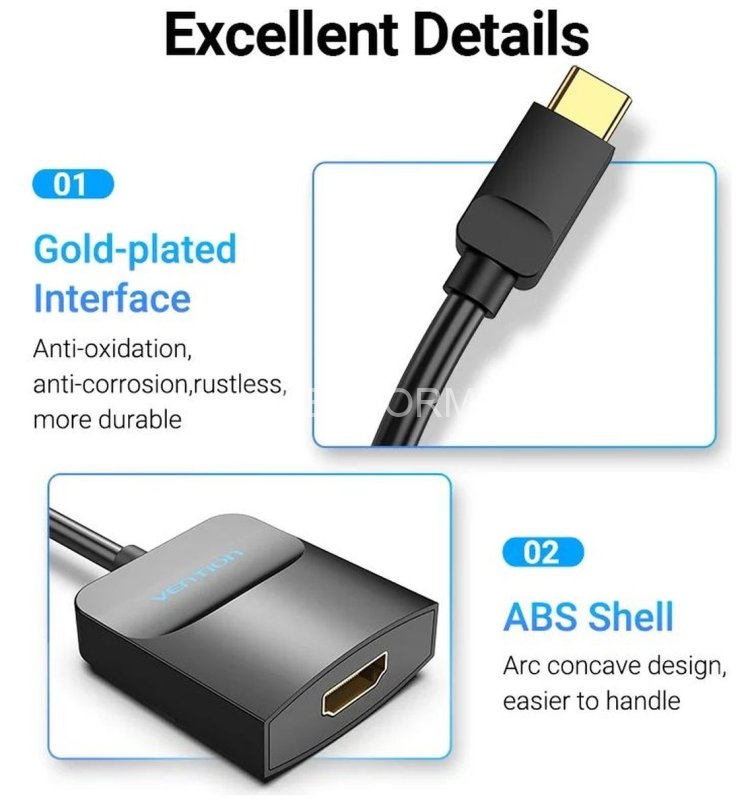 Мультимедиа конвертер Vention USB Type C M/HDMI F, Черный Vention TDCBB