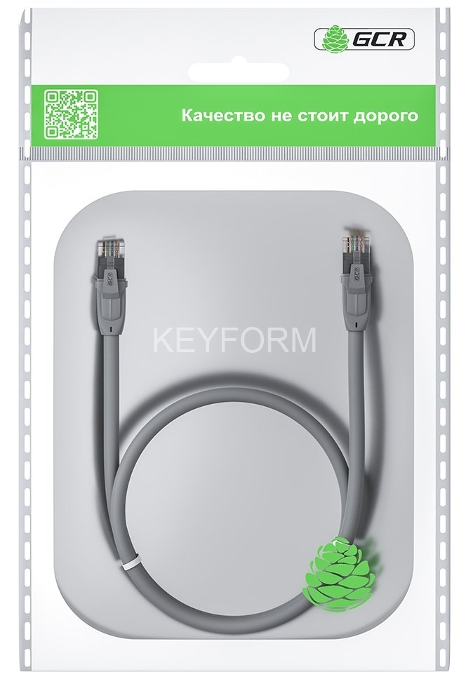 GCR Патч-корд прямой 0.75m UTP кат.6, серый, 24 AWG, ethernet high speed, RJ45, T568B, GCR-52543 Greenconnect GCR-52543 UTP кат.6, 0.75 м