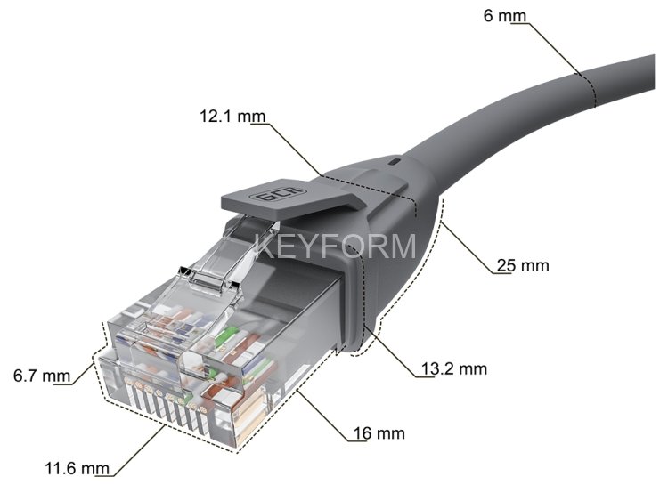 GCR Патч-корд прямой 0.75m UTP кат.6, серый, 24 AWG, ethernet high speed, RJ45, T568B, GCR-52543 Greenconnect GCR-52543 UTP кат.6, 0.75 м