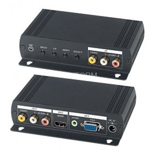 Преобразователь композитного видео и аудиосигналов в VGA и HDMI SC&T AD001HH