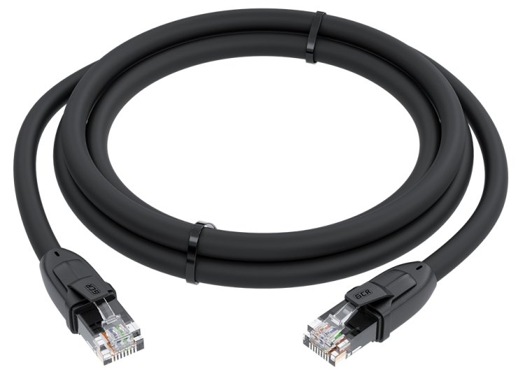 GCR Патч-корд прямой 30.0m UTP кат.6, черный, 24 AWG, ethernet high speed, RJ45, T568B, GCR-52539 Greenconnect GCR-52539