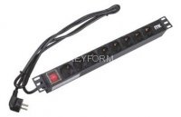 PH12-8C131, 8 розеток, 1U (черный)