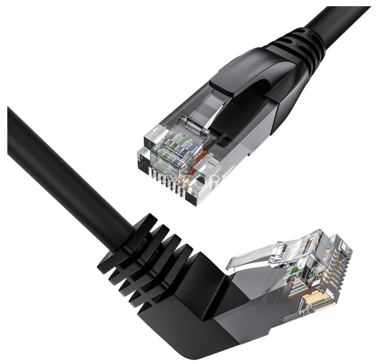 GCR Патч-корд прямой 15.0m UTP кат.5e, черный, верхний угол, литой, ethernet high speed, RJ45, T568B Greenconnect GCR-53938 UTP кат.5e, 15 м