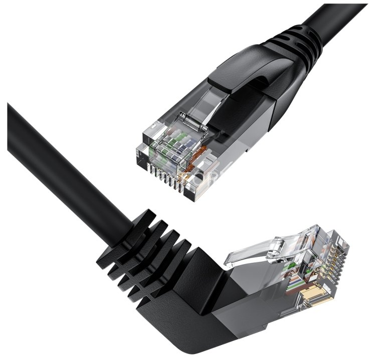 GCR Патч-корд прямой 15.0m UTP кат.5e, черный, верхний угол, литой, ethernet high speed, RJ45, T568B Greenconnect GCR-53938 UTP кат.5e, 15 м