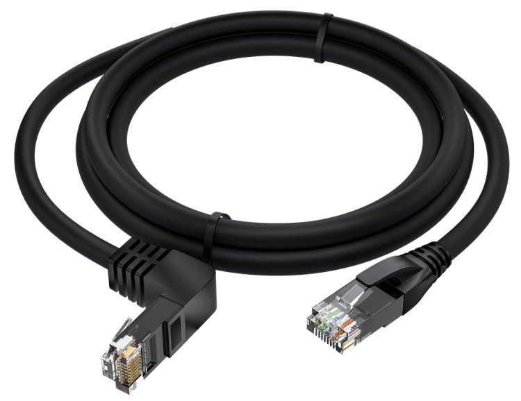 GCR Патч-корд прямой 15.0m UTP кат.5e, черный, верхний угол, литой, ethernet high speed, RJ45, T568B Greenconnect GCR-53938 UTP кат.5e, 15 м