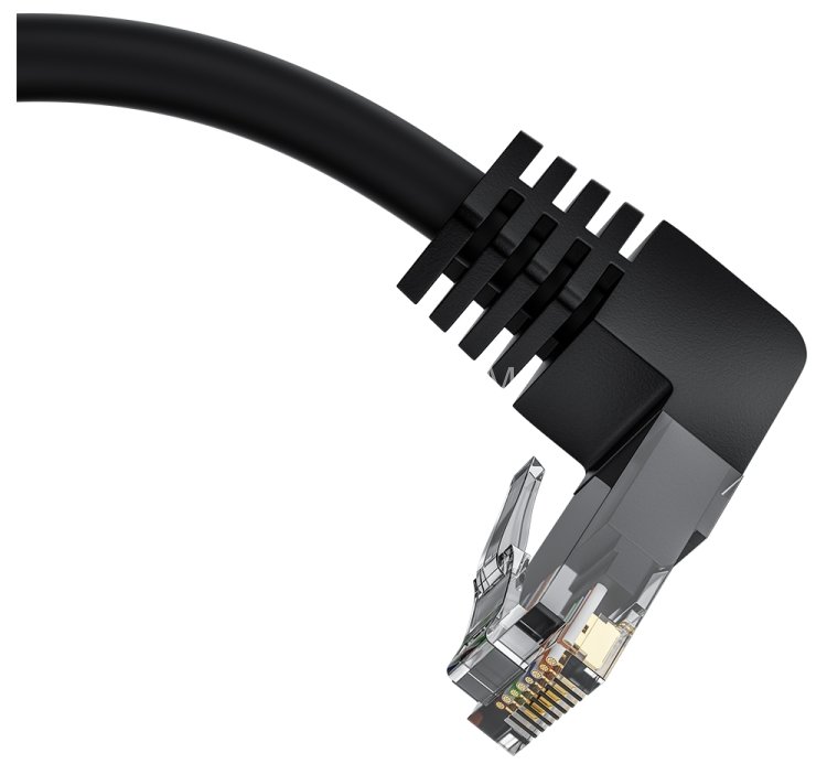 GCR Патч-корд прямой 15.0m UTP кат.5e, черный, верхний угол, литой, ethernet high speed, RJ45, T568B Greenconnect GCR-53938 UTP кат.5e, 15 м