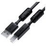 GCR Кабель PROF 2.0m USB 2.0, AM/BM, черный, ферритовые кольца, 28/24 AWG, экран, армированный, морозостойкий, GCR-52423 Greenconnect GCR-52423
