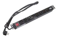 PH12-8D1, 8 розеток, 1U (черный)