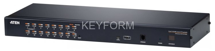 Переключатель KVM,  1 local user PS2+VGA+1 IP user => 16 cpu (PS2/USB/Sun+VGA)/RS232, без шнуров ATEN KH1516AI