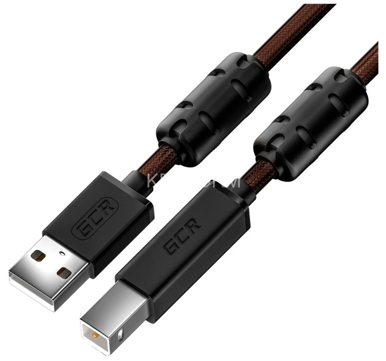 GCR Кабель PROF 0.75m USB 2.0, AM/BM, черно-прозрачный, ферритовые кольца, 28/24 AWG, экран, армированный, морозостойкий, GCR-51284 Greenconnect GCR-51284