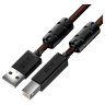 GCR Кабель PROF 0.75m USB 2.0, AM/BM, черно-прозрачный, ферритовые кольца, 28/24 AWG, экран, армированный, морозостойкий, GCR-51284 Greenconnect GCR-51284