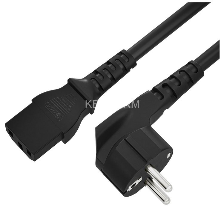GCR Кабель питания PROF 2.0m, евровилка угловая Schuko - С13, черный, 3*1,5mm GreenConnect GCR-55096
