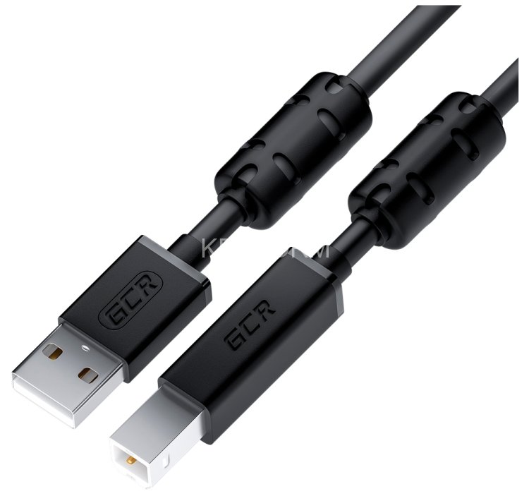 GCR Кабель PROF 1.5m USB 2.0, AM/BM, черный, ферритовые кольца, 28/24 AWG, экран, армированный, морозостойкий, GCR-52078 Greenconnect GCR-52078