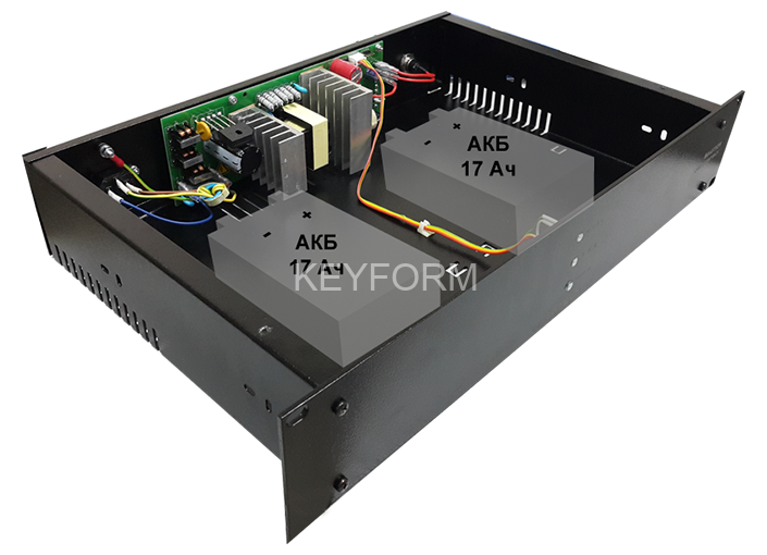 2142 СКАТ-1200И7 RACK источник питания 12В, 5А, высота 2U под 2 АКБ 7-17 Ач. СС ТР ПБ Бастион СКАТ-1200И7 RACK