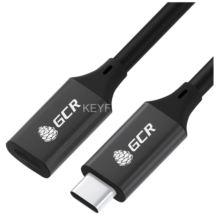 GCR Удлинитель USB 3.1 Type C-С, 3.0m черный, 100W/20V/5A, M/F, TPE, AL сase черный, экран, армированный, GCR-54078 Удлинитель Greenconnect 3 м (GCR-54078)