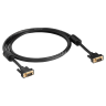 Greenconnect Кабель SVGA 5.0м чёрный, позолоченные контакты, ферритовые кольца, OD8.0mm. 15M / 15M Premium GCR-VM2VM2-5.0m, 28/28 AWG, двойной экран Greenconnect VGA (m) - VGA (m) 5м