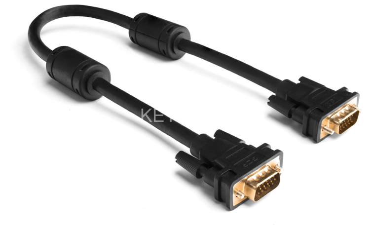 Greenconnect Кабель SVGA 5.0м чёрный, позолоченные контакты, ферритовые кольца, OD8.0mm. 15M / 15M Premium GCR-VM2VM2-5.0m, 28/28 AWG, двойной экран Greenconnect VGA (m) - VGA (m) 5м